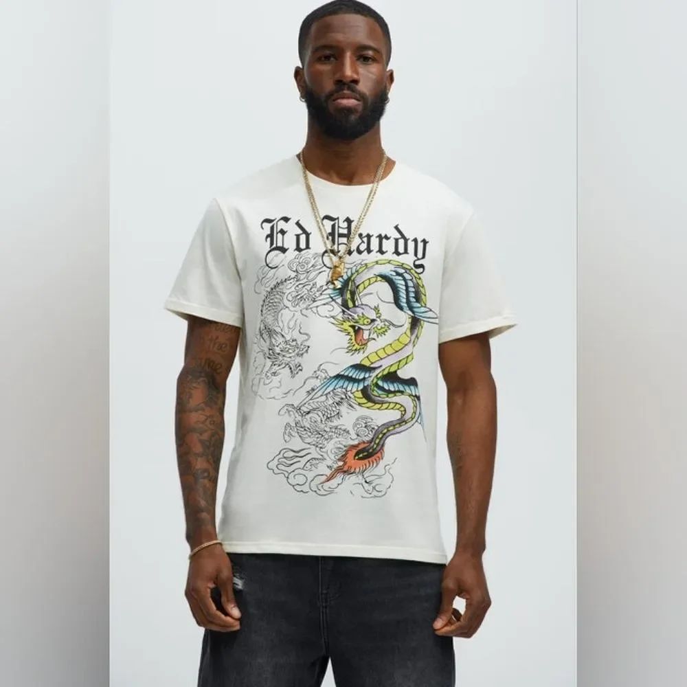 Ed Hardy Serpent Graphic Ivory Tee